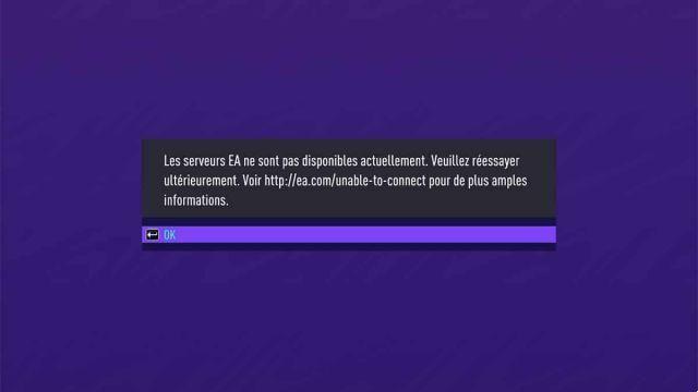 FIFA 21, servidores caídos, incapaz de conectarse a FUT